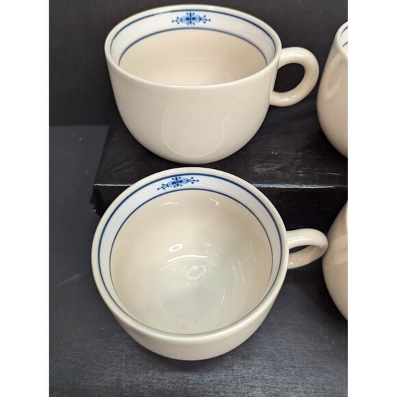 Epoch Stockholm Beige 8 Oz Coffee Cup Blue Flower Inside Rim Lot of 4 - Picture 2 of 9